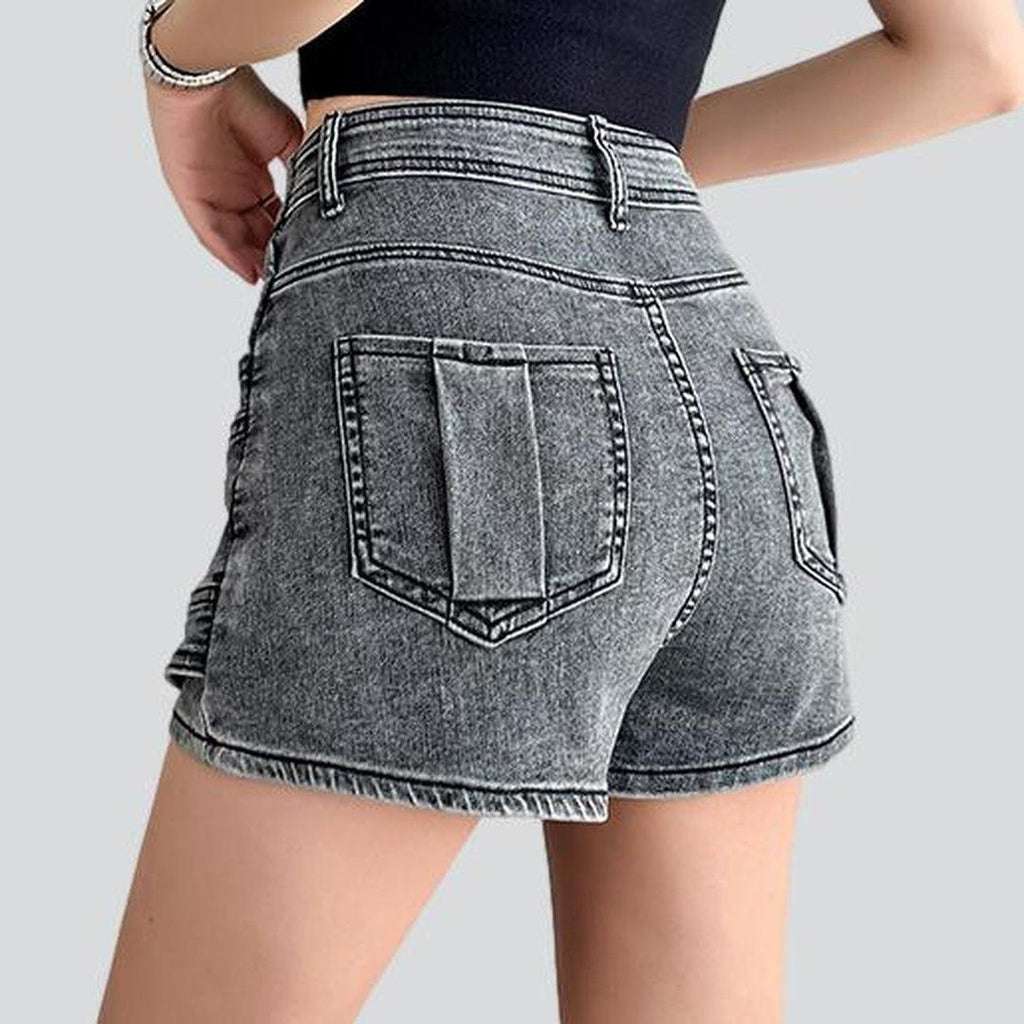 Asymmetric mini women denim skort