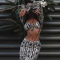 The Naked Zebra Tie Front Two Piece Set