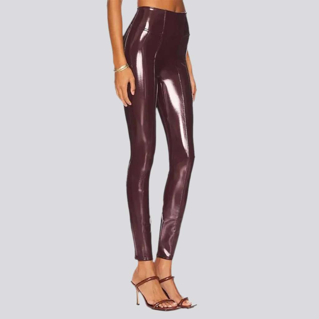 Latex shiny women denim pants