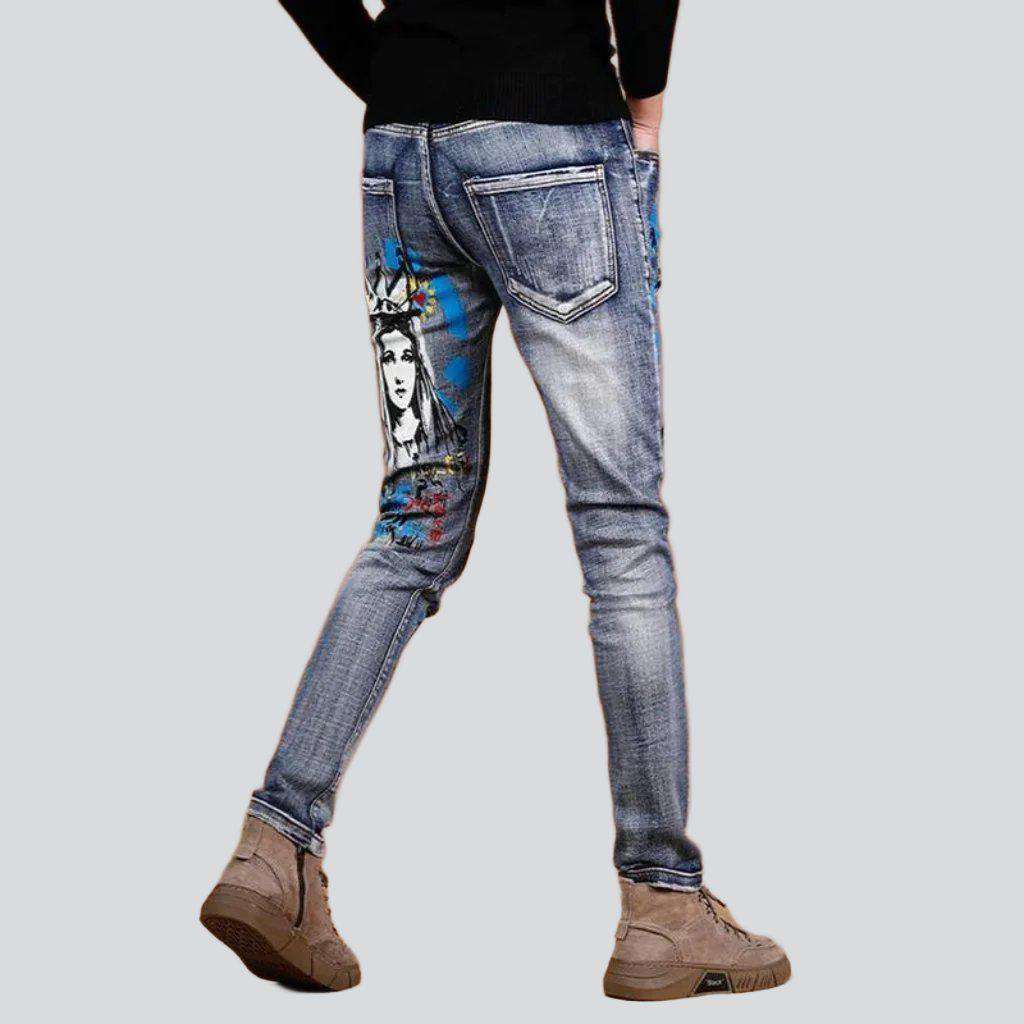 Color print stretchy men jeans