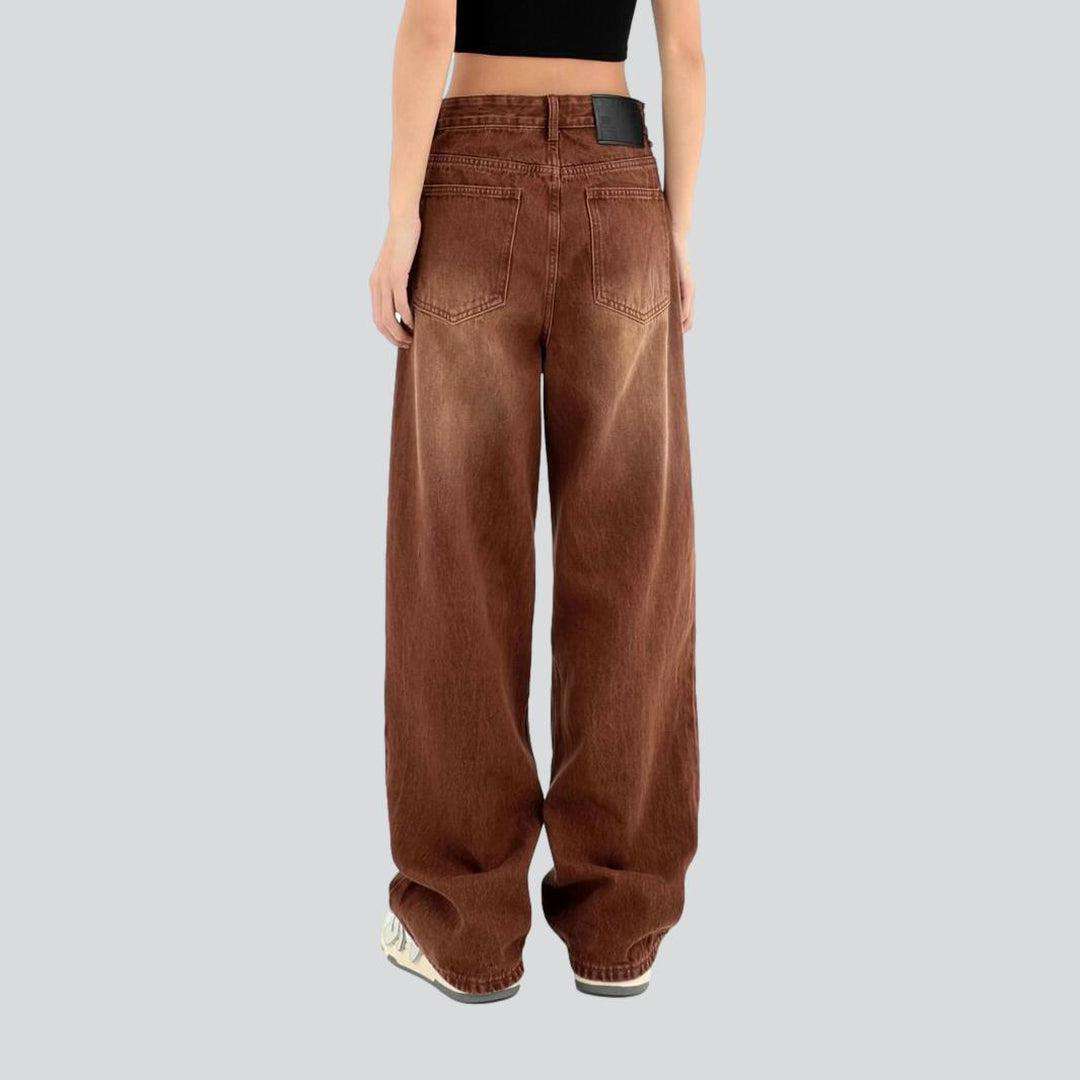 Brown color women baggy jeans