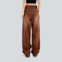 Brown color women baggy jeans