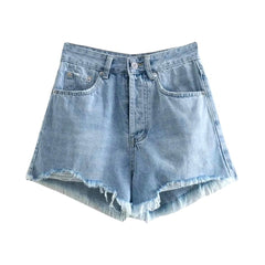 Streetwear wide distressed jeans shorts