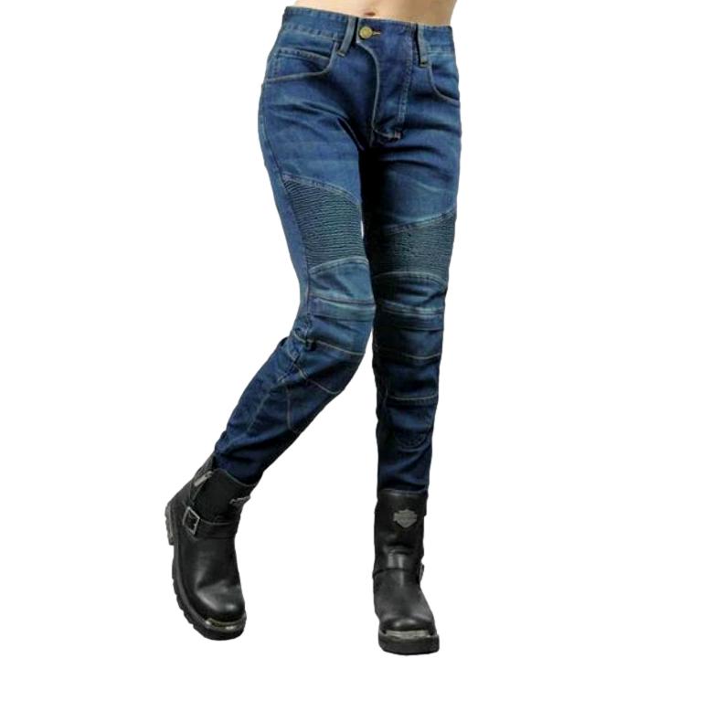 Sanded women riding jeans