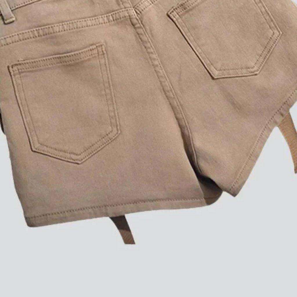 Cargo wide-leg women denim shorts