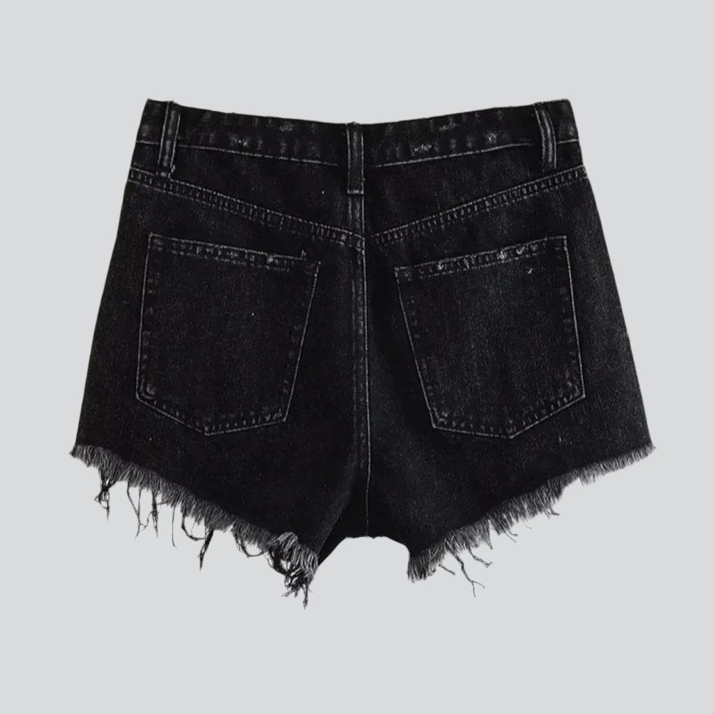 Streetwear wide distressed jean shorts