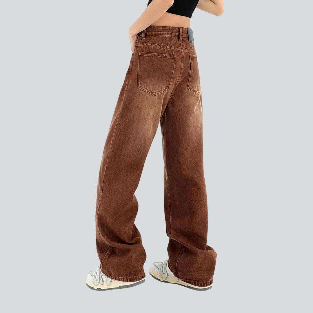 Brown color women baggy jeans