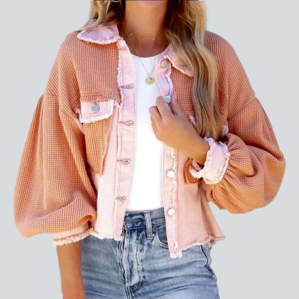 Layered cropped denim jacket