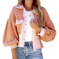 Layered cropped denim jacket