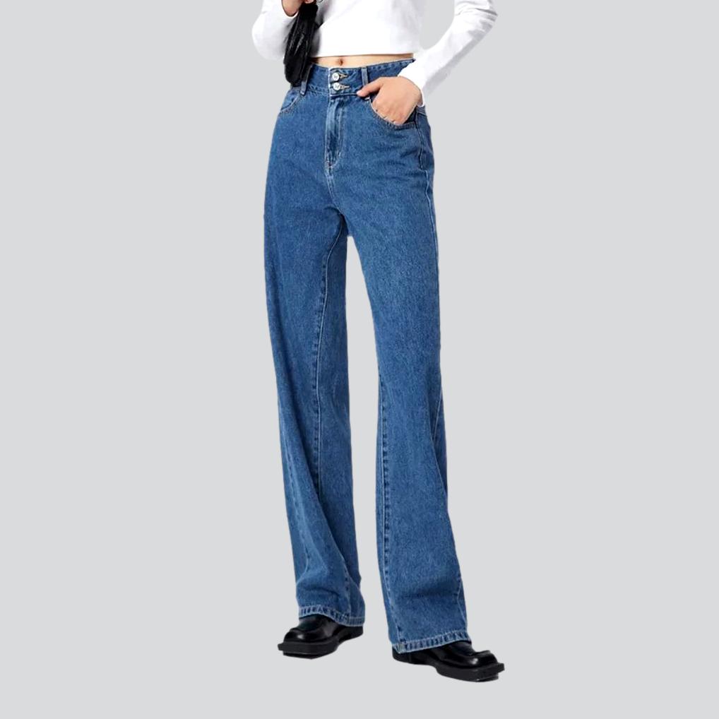 Wide-leg women denim pants