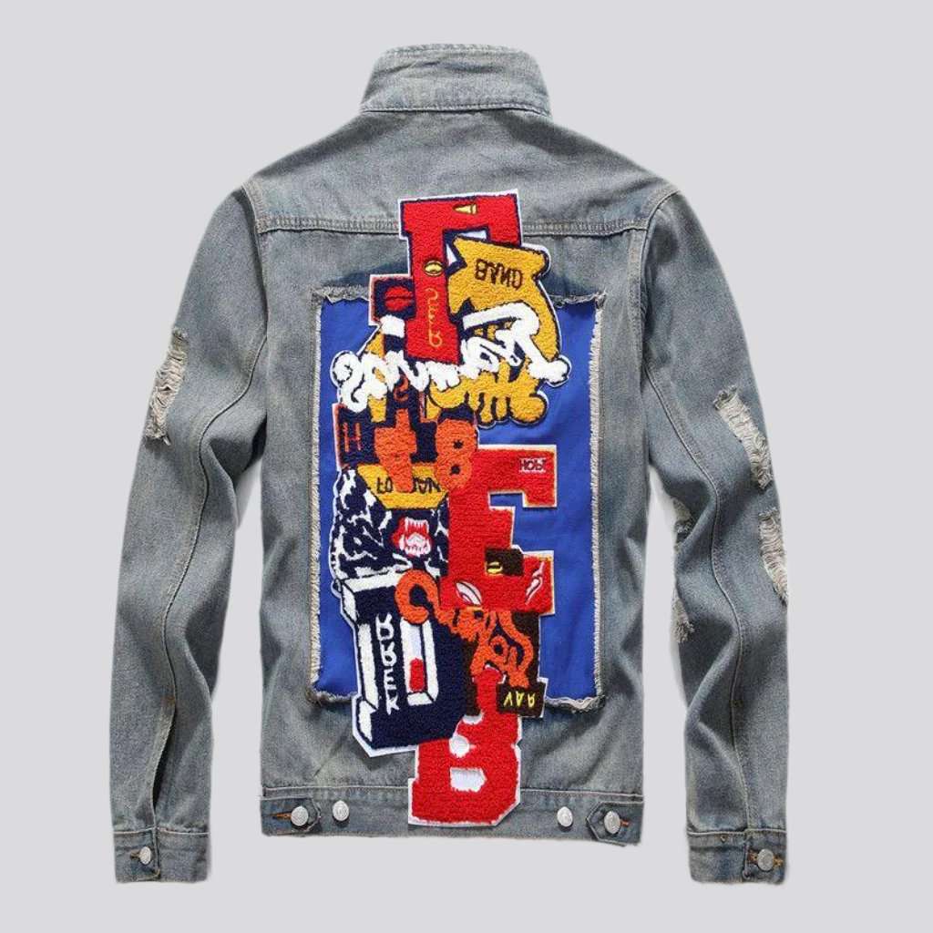 American-style patched denim jacket