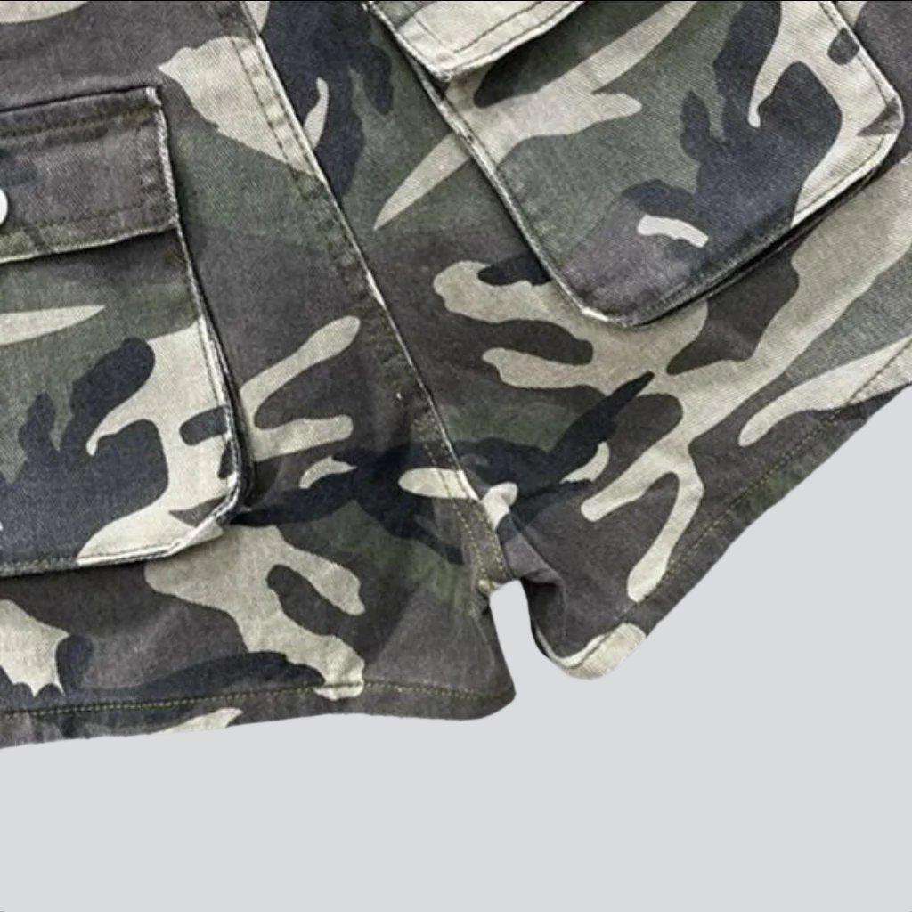 Camouflage print women denim shorts