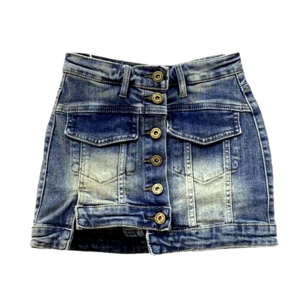 Vintage buttoned women denim skort