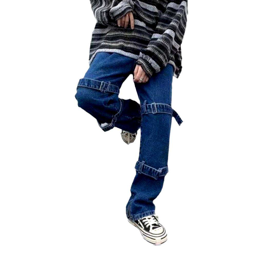 Hip-hop men jeans with belts