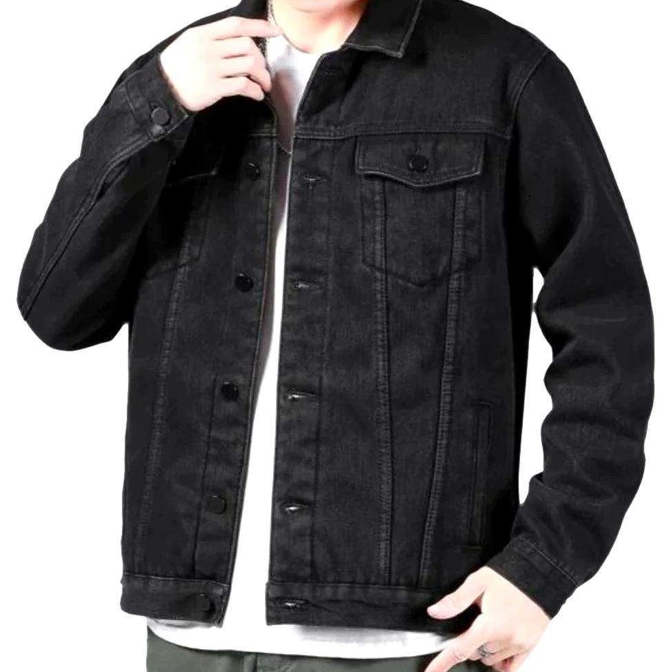 Chaqueta vaquera negra aislante para hombre