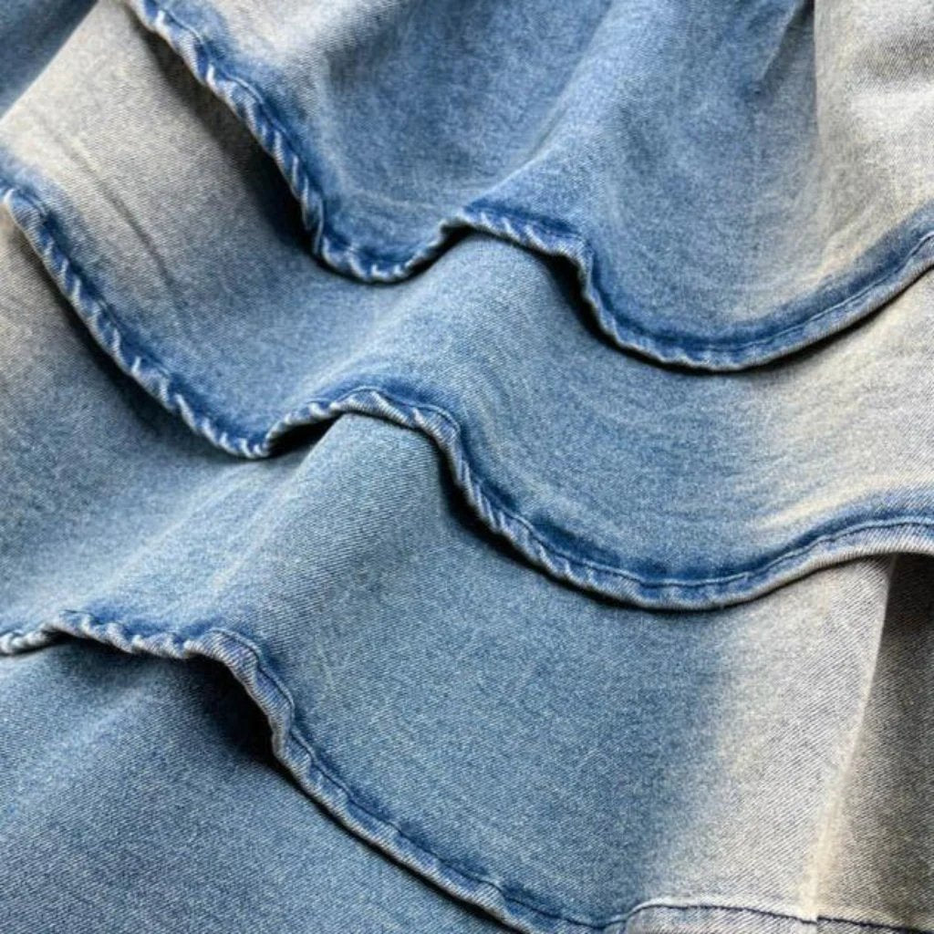 Vintage frills strapless denim dress