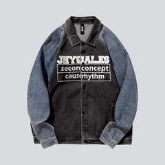 Chest inscriptions print denim jacket