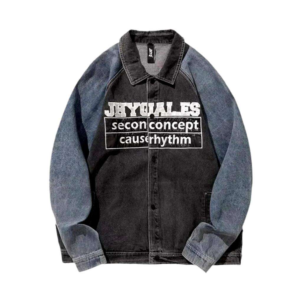 Chest inscriptions print denim jacket