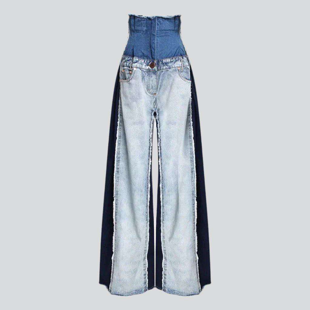 Cropped waistband baggy women jeans