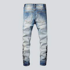 Black flame print men jeans