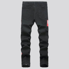 Painted men cargo-pocket jeans