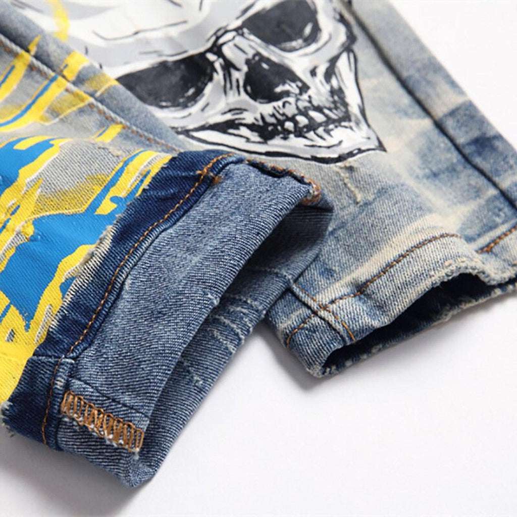 Graffiti print urban men jeans