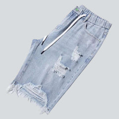 Distressed-Jeansshorts mit Kordelzug