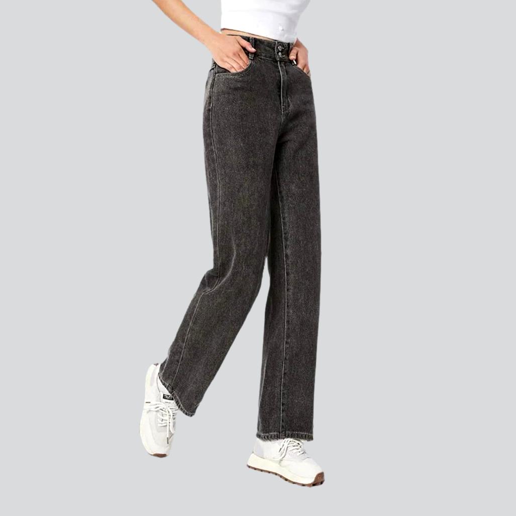 Wide-leg women denim pants