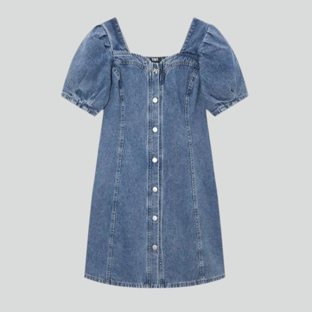 Vintage wash buttoned denim dress