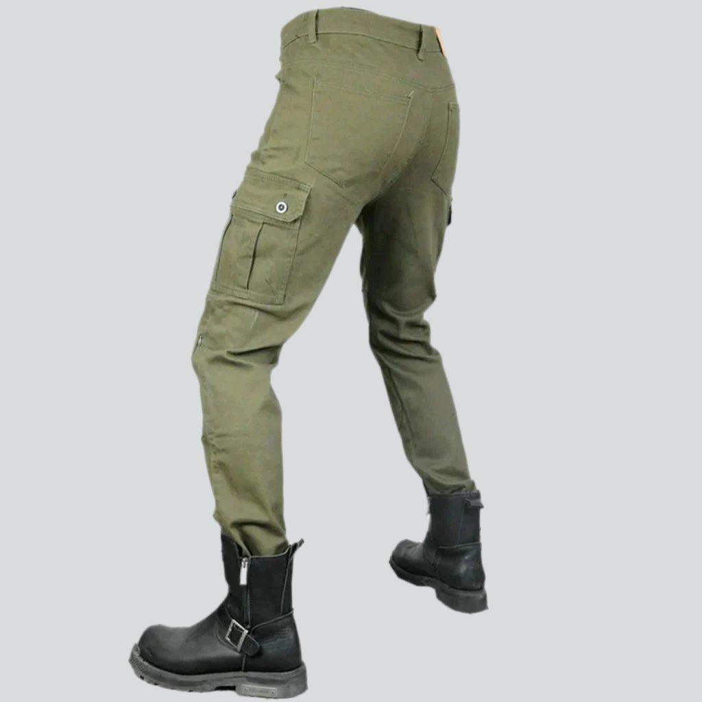 Protective men biker denim pants