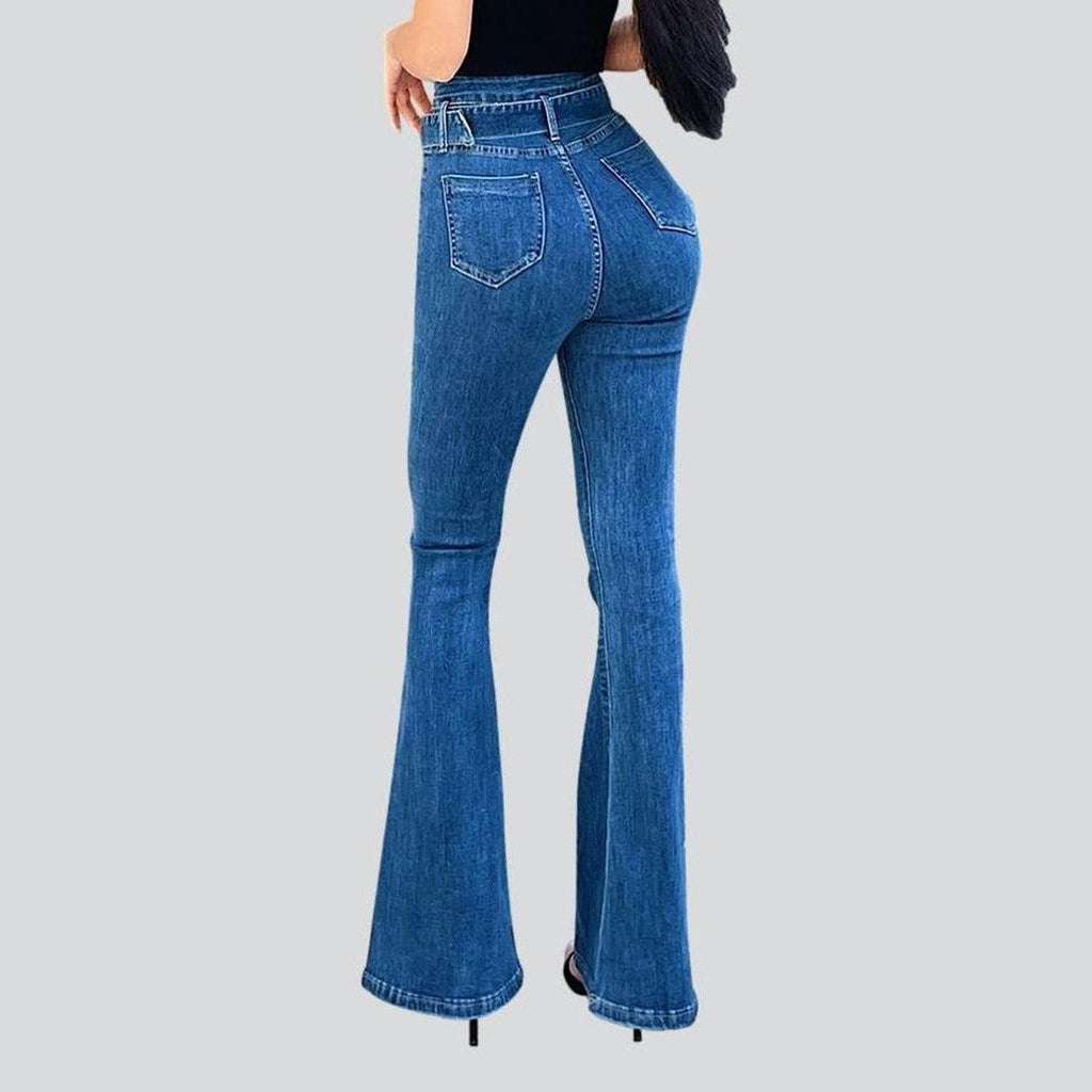 Flared women jeans with belt