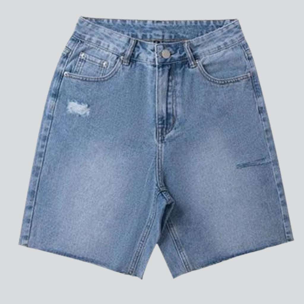 Shorts vaqueros con corte en la pierna para mujer