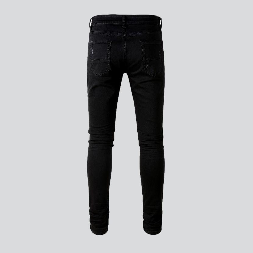 Ripped-knee skinny men jeans