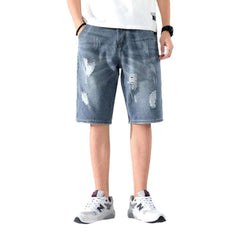 Loose ripped men denim shorts