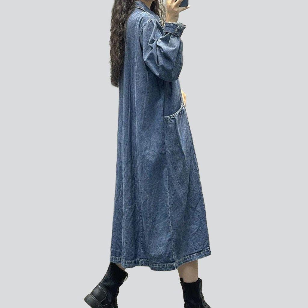 Streetwear vintage long denim dress