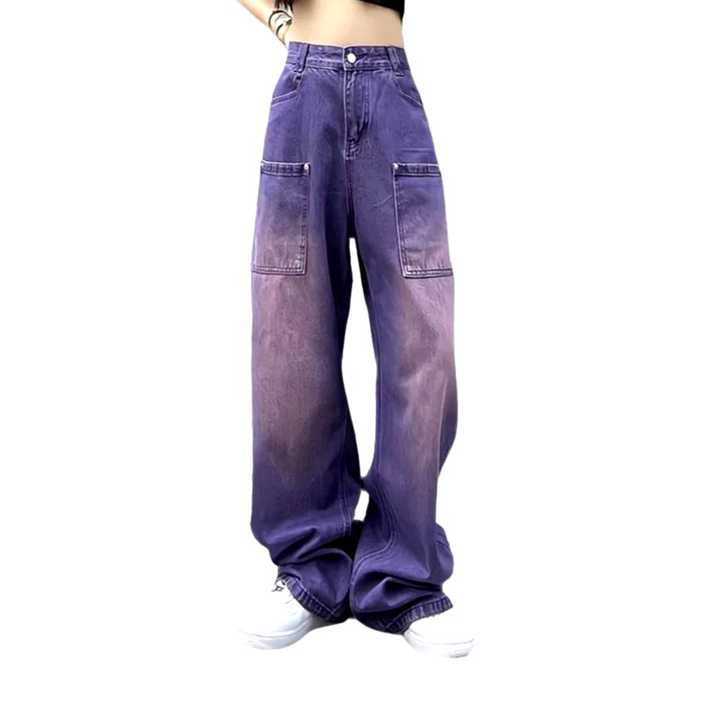 Sanded women baggy jeans