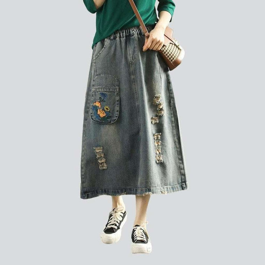 Cargo vintage women denim skirt