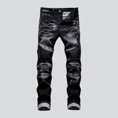 Biker men sanded jeans