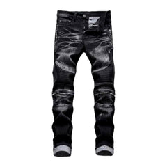 Biker men sanded jeans