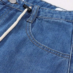 Cut-out baggy jeans with drawstrings