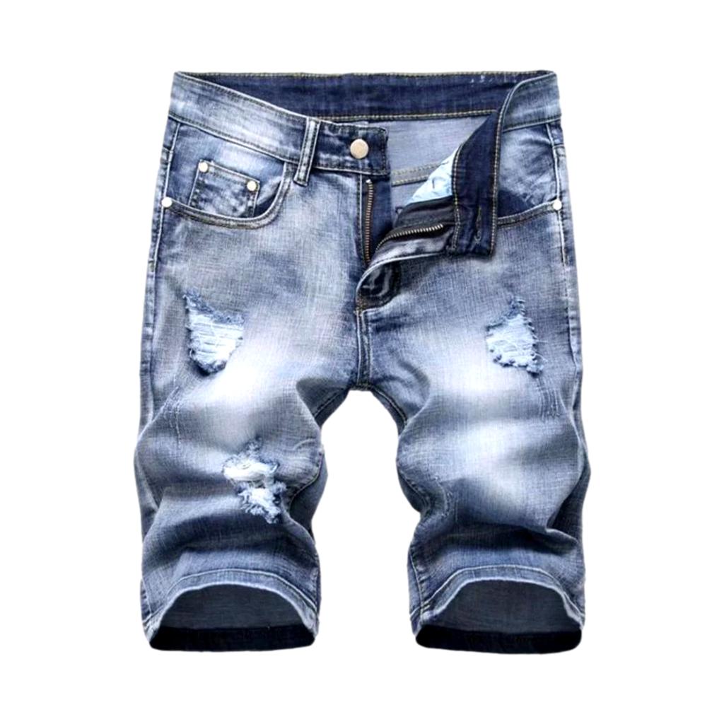 Zerrissene schmale Herren-Jeansshorts