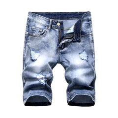 Ripped slim men denim shorts