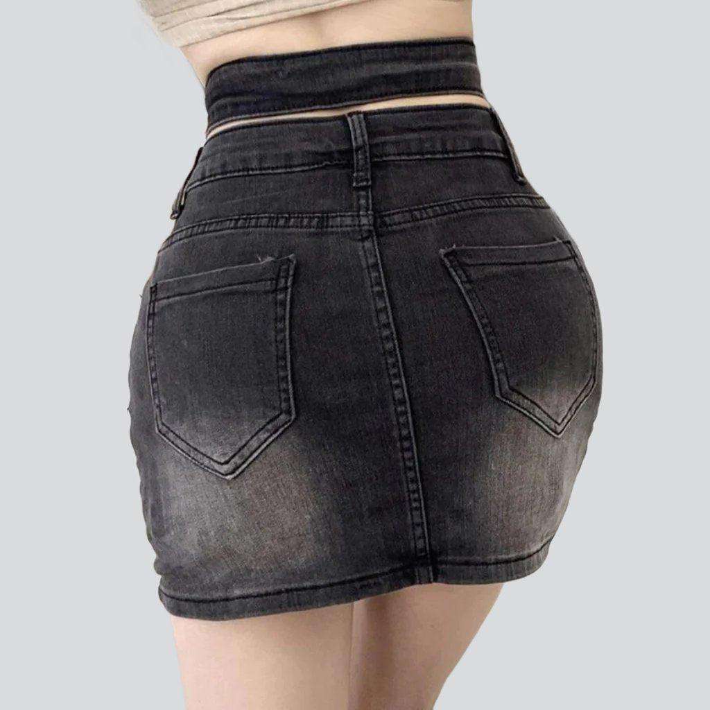 Mini-Jeansrock mit Gürtelbund