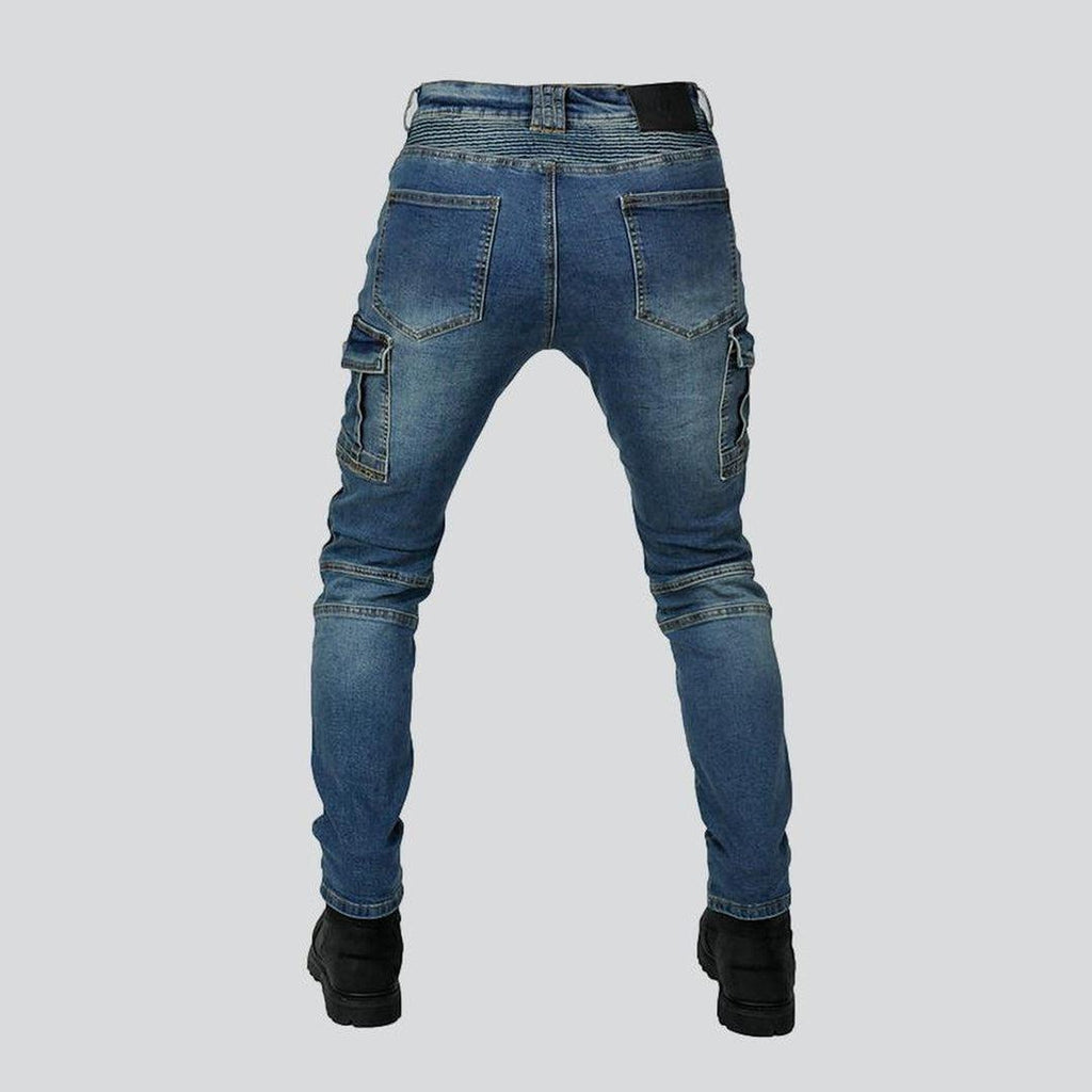 Men moto jeans with zippers