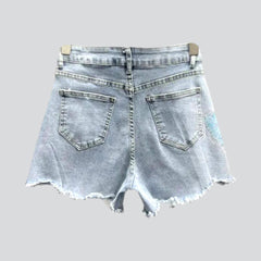 Ribbon rhinestone denim shorts