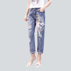 Embroidered with flowers women jeans