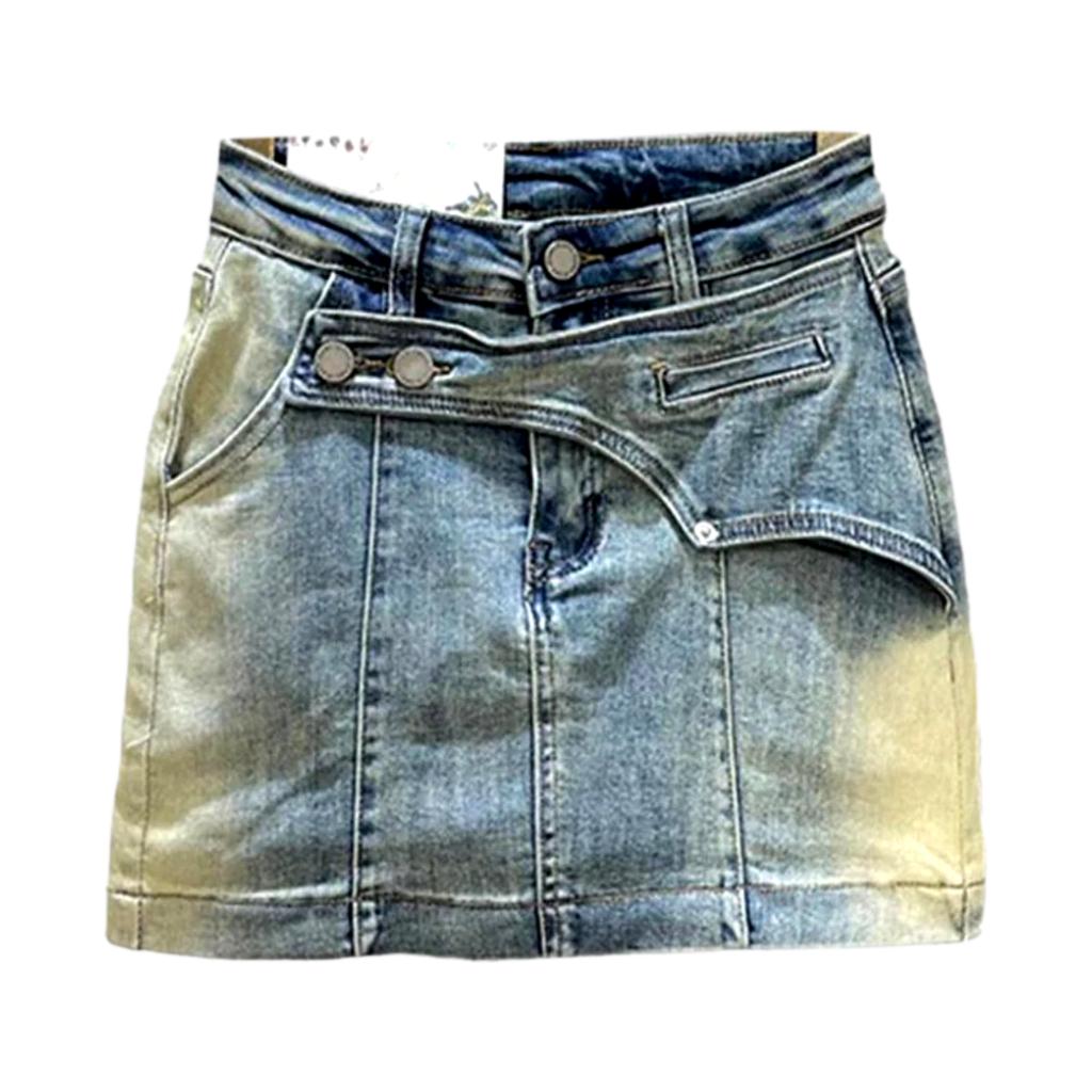 Vintage patchwork mini denim skort