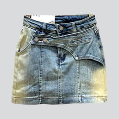 Vintage patchwork mini denim skort