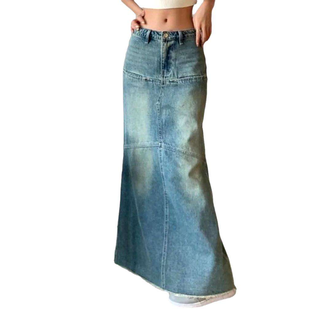 Vintage-Jeansrock mit niedriger Taille