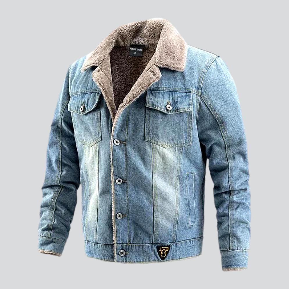 Warm men jeans jacket